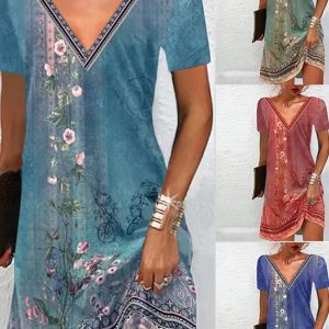 This Women Famous Print v-Neck Dress Design Made Of High Quality Polyster And Spandex Material. Print Dresses Is More Interesting And Stylish. Print Maxi Dresses Is One Of The Popular Item For Islander Vocations. Women¡¯s Print Dresses At Global Lover Comes With Forever Floral