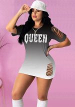 Diese Frauen Mode zerrissen Gradient Letter Print Bodycon Kleid Design aus hochwertigem Polyster und Spandex Material. Print Kleider ist mehr interessant und stilvoll. Print Maxikleider ist einer der beliebtesten Artikel für Islander Berufe. Women¡¯s Print Kleider bei Global Lover kommt mit Forever Floral