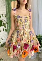 This Women Floral Embroidered Bodycon Dress Design Made Of High Quality Polyster And Spandex Material. It Is Stretchy