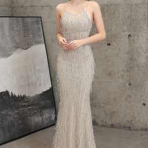 This Women Formal Party Elegant Mermaid Evening Dress With Fringed Sequins Design Made Of Good Quality Polyster And Spandex Material