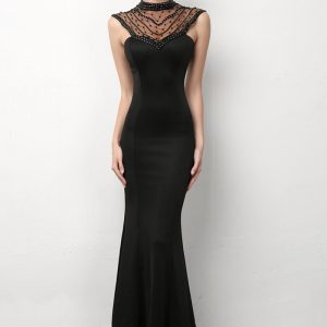 This Women Formal Party Mermaid Black Evening Dress Design Made Of Good Quality Polyster And Spandex Material