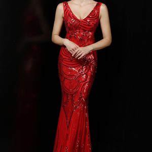 This Women Formal Party Sequins Sleeveless Mermaid Evening Dress Design Made Of Good Quality Polyster And Spandex Material