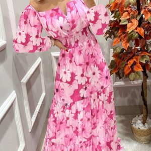 This Women French Vintage Off Shoulder v-Neck Long Sleeve Dress Design Made Of High Quality Polyster And Spandex Material