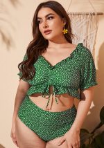 This Women Green Bikini V-Neck Floral Print Ruffles Plus Size Swimwear is made of good quality lycra and spandex fabric