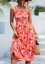 This Women Halter Neck Print Dress Design Made Of High Quality Polyster And Spandex Material. Print Dresses Is More Interesting And Stylish. Print Maxi Dresses Is One Of The Popular Item For Islander Vocations. Women¡¯s Print Dresses At Global Lover Comes With Forever Floral