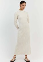 This Women High Neck Ruffle Edge Knitting Maxi Dress Combine The Warm And Fashion. It Is a Must-Have Item For This Winter. Sweater Dresses For Women At Global Lover Comes For Different Occasions - Daily Life