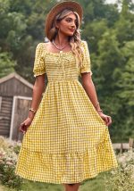 This Women Holidays Off Shoulder Plaid Dress Design Made Of High Quality Polyster And Spandex Material. It Is Stretchy