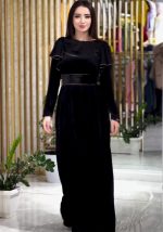 This Women Long Sleeve Black Dress Design Made Of High Quality Polyster And Spandex Material