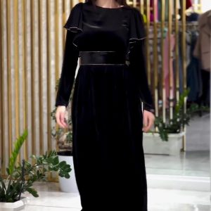 This Women Long Sleeve Black Dress Design Made Of High Quality Polyster And Spandex Material