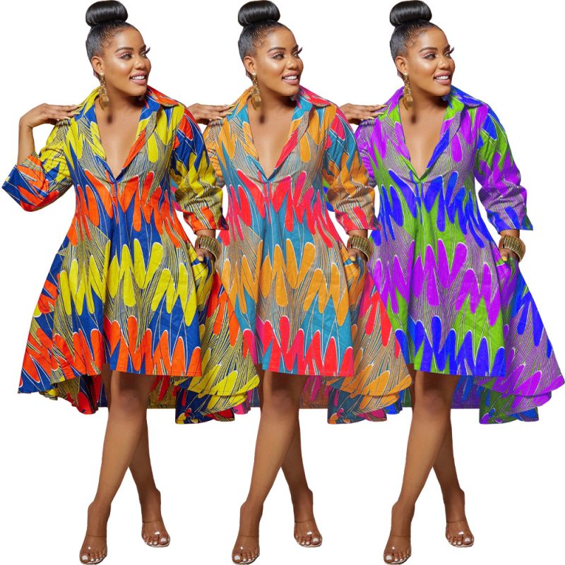 This Women Long Sleeve Print Shirt Dress Design Made Of High Level Material