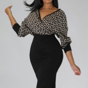 This Women Long Sleeve Printed Patchwork Bodycon Dress Design Made Of High Quality Polyster And Spandex Material. It Come With Good Stretch And Wearing Comfortable And Feeling Freedom. The Tight And Fitted Dress Is The Most Popular Options From Party Girls. Shop Bodycon Dresses At Global Lover And Find Amazing Designs Sequins