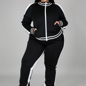 This Women Long Sleeve Top And Pants Sports Two-Piece Set Design And Made Of Comfortable And Elastic Fabric. Wholesale Plus Size Two Piece Sets Is a Must-Have Item For Curvy Ladies. Two Piece Sets Can Either Be Worn Together Or Individually