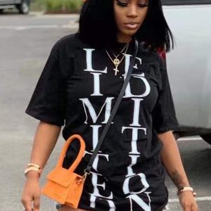 This Women Loose Letter Print t-Shirt Design Made Of High Quality Polyster And Spandex Material. It Is Stretchy