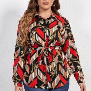 This Women Loose Long Sleeve Printed Shirt Made Of Comfortable And Elastic Fabric. It Is Wholesale Sexy Plus Size Tops For Women. With The Gradual Rise Of Feminist Awareness