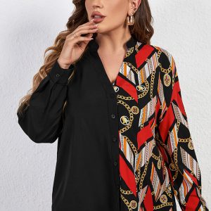 This Women Loose Long Sleeves Printed Top Made Of Comfortable And Elastic Fabric. It Is Wholesale Sexy Plus Size Tops For Women. With The Gradual Rise Of Feminist Awareness