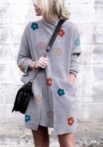 This Women Loose Print Round Neck Long Sleeve Dress Design Made Of High Quality Polyster And Spandex Material. It Is Stretchy