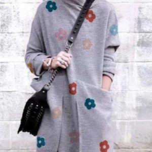 This Women Loose Print Round Neck Long Sleeve Dress Design Made Of High Quality Polyster And Spandex Material. It Is Stretchy