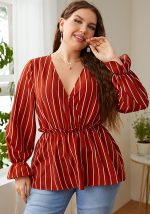 This Women Loose Striped Patchwork Turndown Collar Shirt Made Of Comfortable And Elastic Fabric. It Is Wholesale Sexy Plus Size Tops For Women. With The Gradual Rise Of Feminist Awareness