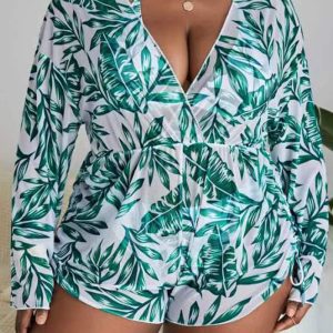 This Women Mesh Printed Long Sleeve Bikini Three-Piece Is Made Of Good Quality Lycra And Spandex Fabric