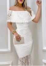 This Women Off Shoulder Lace Bodycon Formal Party Dress Design Made Of Good Quality Polyster And Spandex Material