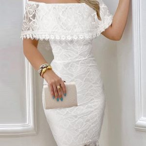 This Women Off Shoulder Lace Bodycon Formal Party Dress Design Made Of Good Quality Polyster And Spandex Material