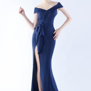 This Women Off Shoulder Maxi Evening Dress Design Made Of Good Quality Polyster And Spandex Material