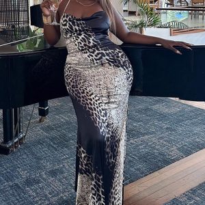 This Women Off Shoulder Snake Print Strap Maxi Dress Design Made Of High Quality Polyster And Spandex Material