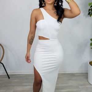 This Women One Shoulder Slit Dress Design Made Of High Quality Polyster And Spandex Material. It Come With Good Stretch And Wearing Comfortable And Feeling Freedom. The Tight And Fitted Dress Is The Most Popular Options From Party Girls. Shop Bodycon Dresses At Global Lover And Find Amazing Designs Sequins