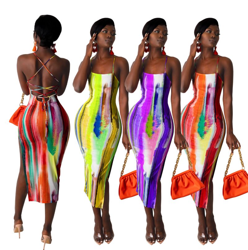 This Women Painted Print Slit Backless Slip Dress Design Made Of High Quality Polyster And Spandex Material. Print Dresses Is More Interesting And Stylish. Print Maxi Dresses Is One Of The Popular Item For Islander Vocations. Women¡¯s Print Dresses At Global Lover Comes With Forever Floral