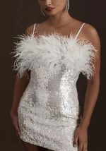 This Women Party Dresses Faux Fur Patchwork Sequins Off Shoulder Sexy Strapless Dress Design Made Of Good Quality Polyster And Spandex Material