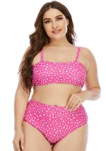 Questo bikini rosa donna cinturino stampato Plus Size costumi da bagno è realizzato in lycra di buona qualità e tessuto spandex