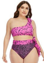 This Women Pink TIE-FRONT Slash Neck Printed Plus Size Swimwear is made of good quality lycra and spandex fabric