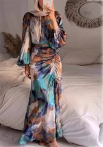 This Women Pleated Long Sleeve Maxi Dress Design Made Of High Quality Polyster And Spandex Material. It Come With Good Stretch And Wearing Comfortable. Women¡¯s Midi Dresses Is Omnipotent And Suit For All Kinds Of Occasions - Daily Wear