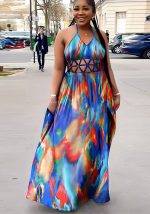 This Women Print Cutout Halter Neck Lace-Up Slit Dress Made Of Soft And Elastic Fabric. Global Lover Wholesale Plus Size Dresses And Hope Curvy Ladies Find Here a Warm And Exciting Place To Shop Affordable Curvy Dresses Online - Plus Size Casual