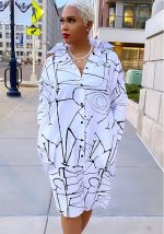 This Women Print Sexy Shirt Dress Design Made Of High Quality Polyster And Spandex Material