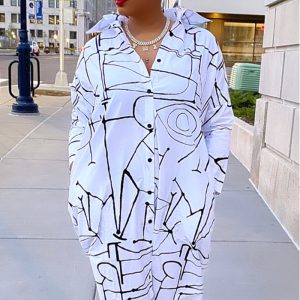 This Women Print Sexy Shirt Dress Design Made Of High Quality Polyster And Spandex Material