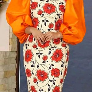 This Women Printed Balloon Sleeves Holidays Floral Bodycon Dress Design Made Of High Quality Polyster And Spandex Material. It Is Stretchy