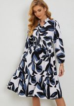 This Women Printed Long Sleeve Casual Dress Design Made Of High Quality Polyster And Spandex Material. It Is Stretchy