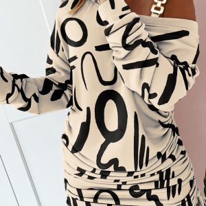 This Women Printed Long Sleeve Dress Design Made Of High Quality Polyster And Spandex Material. It Is Stretchy