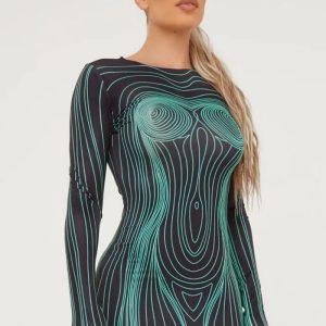 This Women Printed Long Sleeve Dress Design Made Of High Quality Polyster And Spandex Material. It Come With Good Stretch And Wearing Comfortable And Feeling Freedom. The Tight And Fitted Dress Is The Most Popular Options From Party Girls. Shop Bodycon Dresses At Global Lover And Find Amazing Designs Sequins