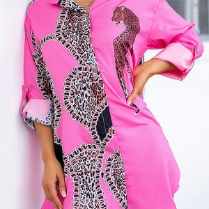 This Women Printed Long Sleeve Shirt Dress Design Made Of High Quality Polyster And Spandex Material. It Is Stretchy