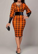 This Women Printed Long Sleeve v Neck Bodycon Dress Made Of Soft And Elastic Fabric. Global Lover Wholesale Plus Size Dresses And Hope Curvy Ladies Find Here a Warm And Exciting Place To Shop Affordable Curvy Dresses Online - Plus Size Casual