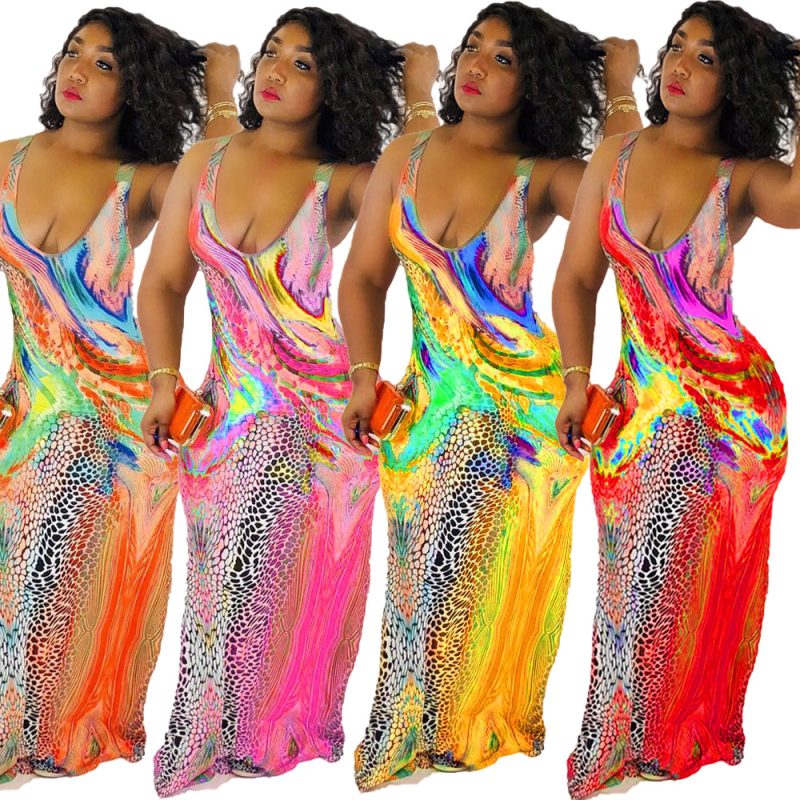 This Women Printed Sexy Sleeveless Long Dress Design Made Of High Quality Polyster And Spandex Material. Print Dresses Is More Interesting And Stylish. Print Maxi Dresses Is One Of The Popular Item For Islander Vocations. Women¡¯s Print Dresses At Global Lover Comes With Forever Floral