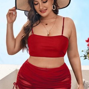 This Women Red Straps Solid Cover Up Skirt Plus Size Swimwear is made of good quality lycra and spandex fabric