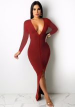 This Women Reversible Zipper Deep v Neck Dress Design Made Of High Quality Polyster And Spandex Material