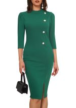 This Women Round Neck Chic Zip Slit Bodycon Dress Design Made Of High Quality Polyster And Spandex Material. It Come With Good Stretch And Wearing Comfortable. Women¡¯s Midi Dresses Is Omnipotent And Suit For All Kinds Of Occasions - Daily Wear