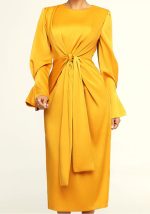 This Women Round Neck Long Sleeve Dress Design Made Of High Quality Polyster And Spandex Material. It Is Stretchy