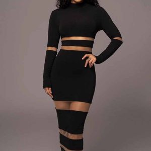 This Women Round Neck Patchwork See-Through Long Sleeve Dress Design Made Of High Quality Polyster And Spandex Material. It Come With Good Stretch And Wearing Comfortable And Feeling Freedom. The Tight And Fitted Dress Is The Most Popular Options From Party Girls. Shop Bodycon Dresses At Global Lover And Find Amazing Designs Sequins