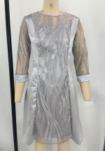 This Women Round Neck See Through Lace Patchwork Dress Design Made Of High Quality Polyster And Spandex Material. It Is Stretchy