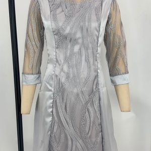 This Women Round Neck See Through Lace Patchwork Dress Design Made Of High Quality Polyster And Spandex Material. It Is Stretchy